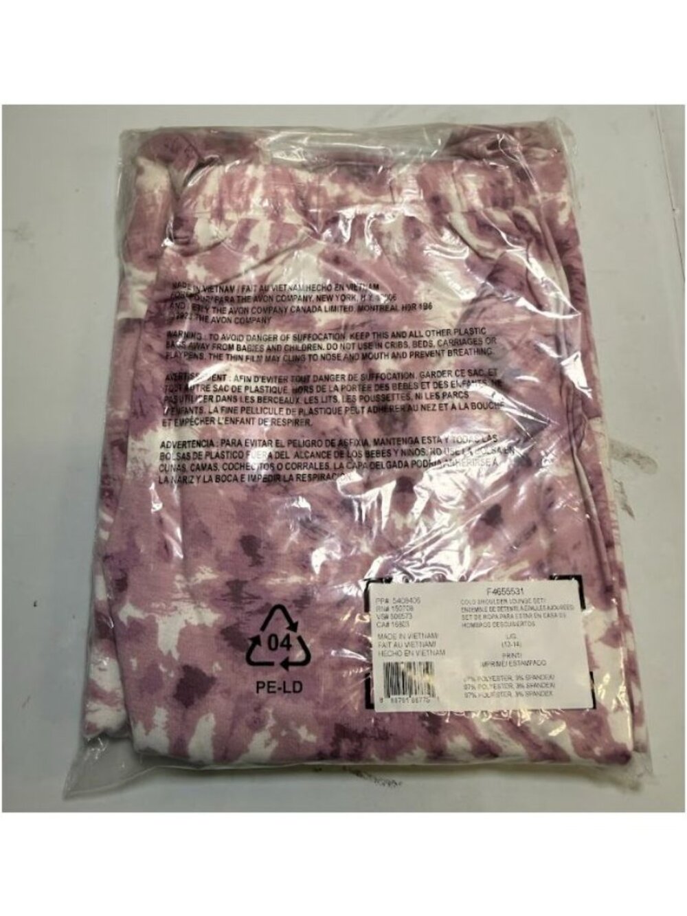Studio 1886 Cold Shoulder Tie-Dye Pink & White Lounge Set Size Large - Picture 3 of 9